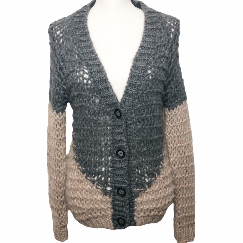Anthropologie MOTH Mohair Blend Chunky Knit‎ Granda Cottage Cardigan Sweater